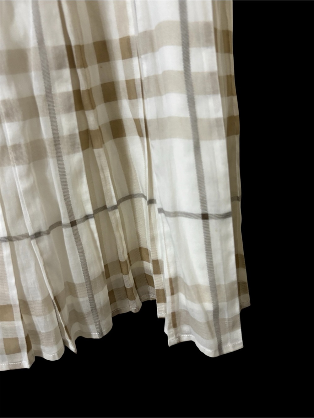 Burberry London 100% Cotton Knee Length Pleated Skirt Sz 8 Novacheck Plaid - Picture 6 of 16